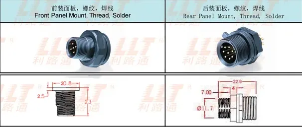 M14 Male Pin Panel Mount