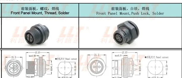 M16 Female Pin Front Panel Mount