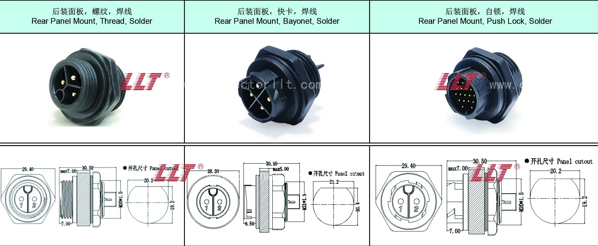 Injection Molded Female Connector, Male Pin