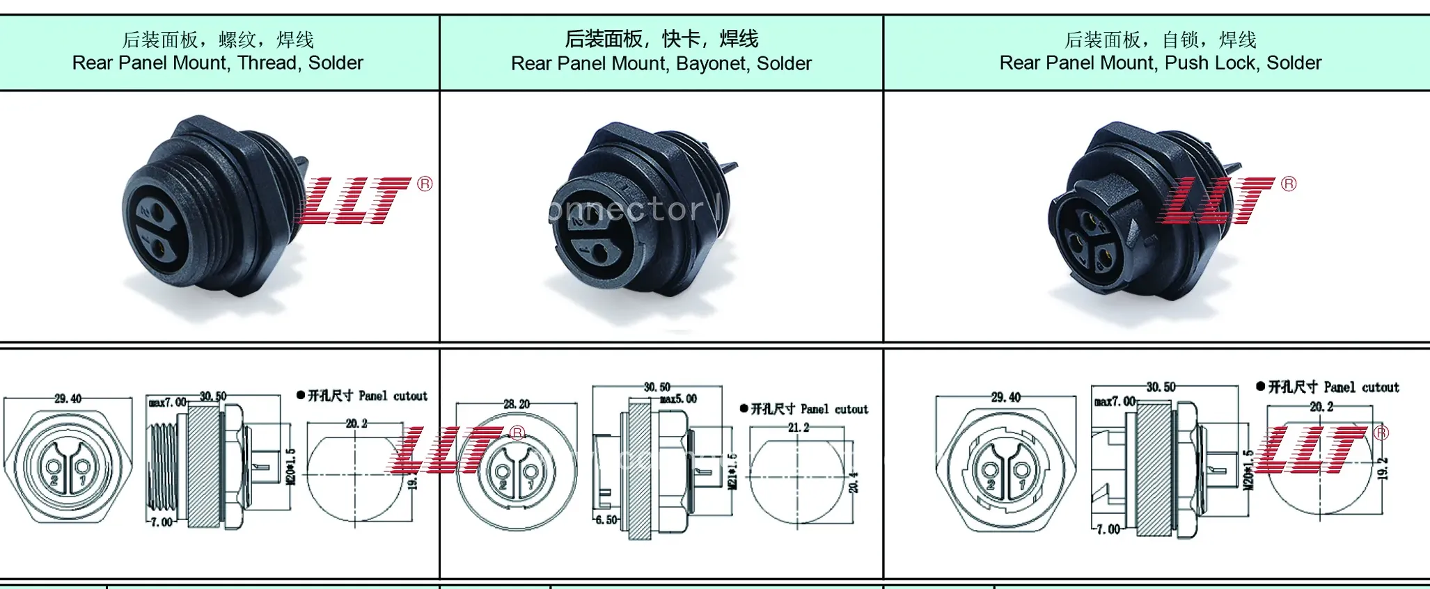 Injection Molded Female Connector, Male Pin